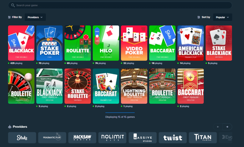 Stake.us Table Games