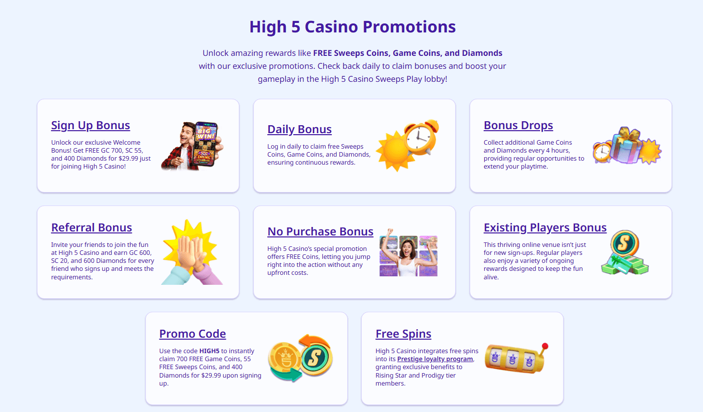 high 5 casino promos