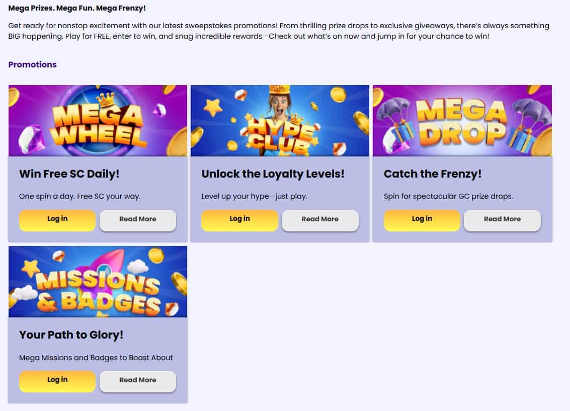 mega frenzy casino promos